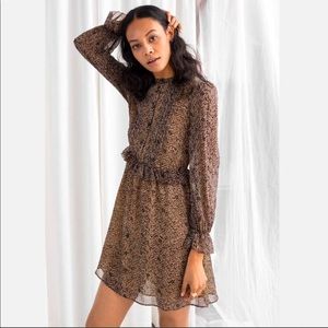 & Other Stories Brown Ruffle Printed Dress